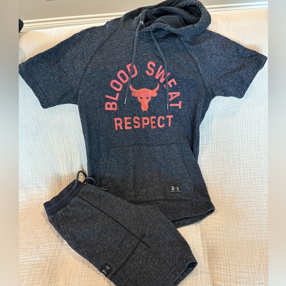 Under Armour Project Rock Hoodie and Shorts Set Mens Small